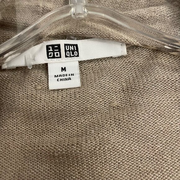 UNIQLO Womens Open Front Duster Cardigan Long Sleeve Tan Size Medium - Picture 8 of 9